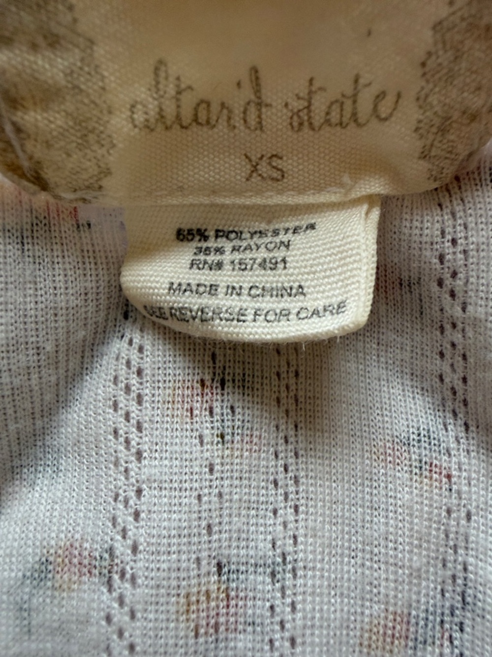 Altar'd State Cream Ribbed Long-Sleeve Floral Top - Picture 6 of 7